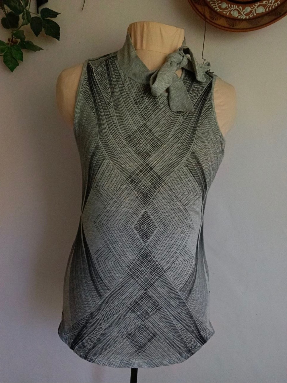 Diesel Geometric Cotton Top in Light Gray
